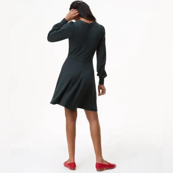 Loft Petites‎ dark green fit & flare blouson dress long sleeve size 0P - Picture 2 of 9